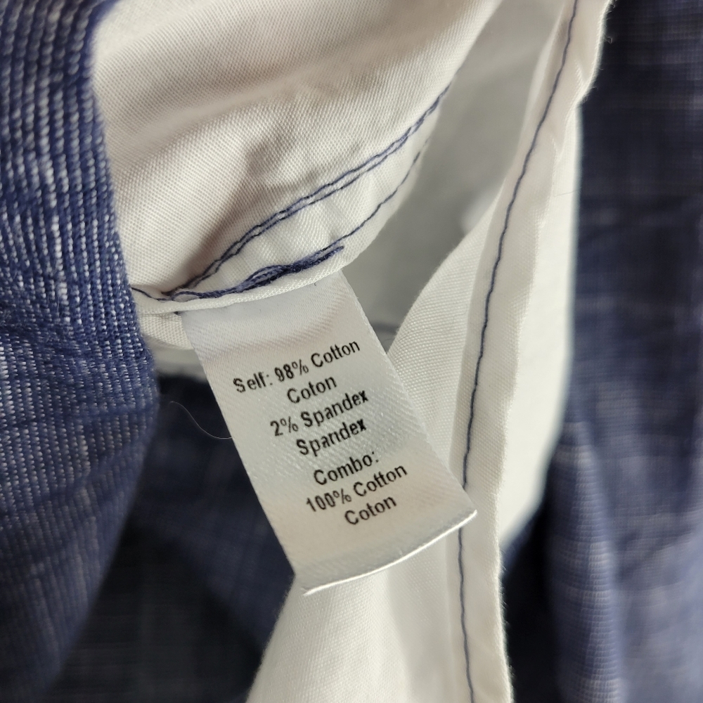 Marissa Webb Chambray White Colorblock Long Sleeve High Low Button Up Top - Picture 8 of 8